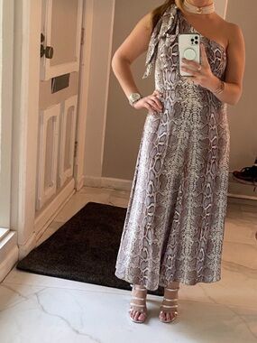 ZIMMERMAN One-Shoulder Snakeskin Dress